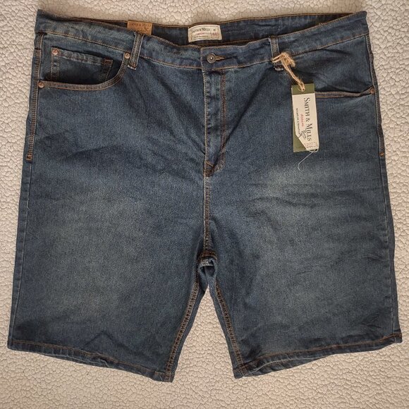 NWT Smith & Mills dark wash Cotton Blend denim shorts mens size 46 - Picture 1 of 7